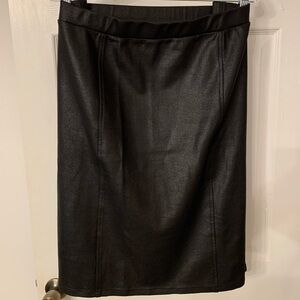 Polished faux suede like pencil skirt